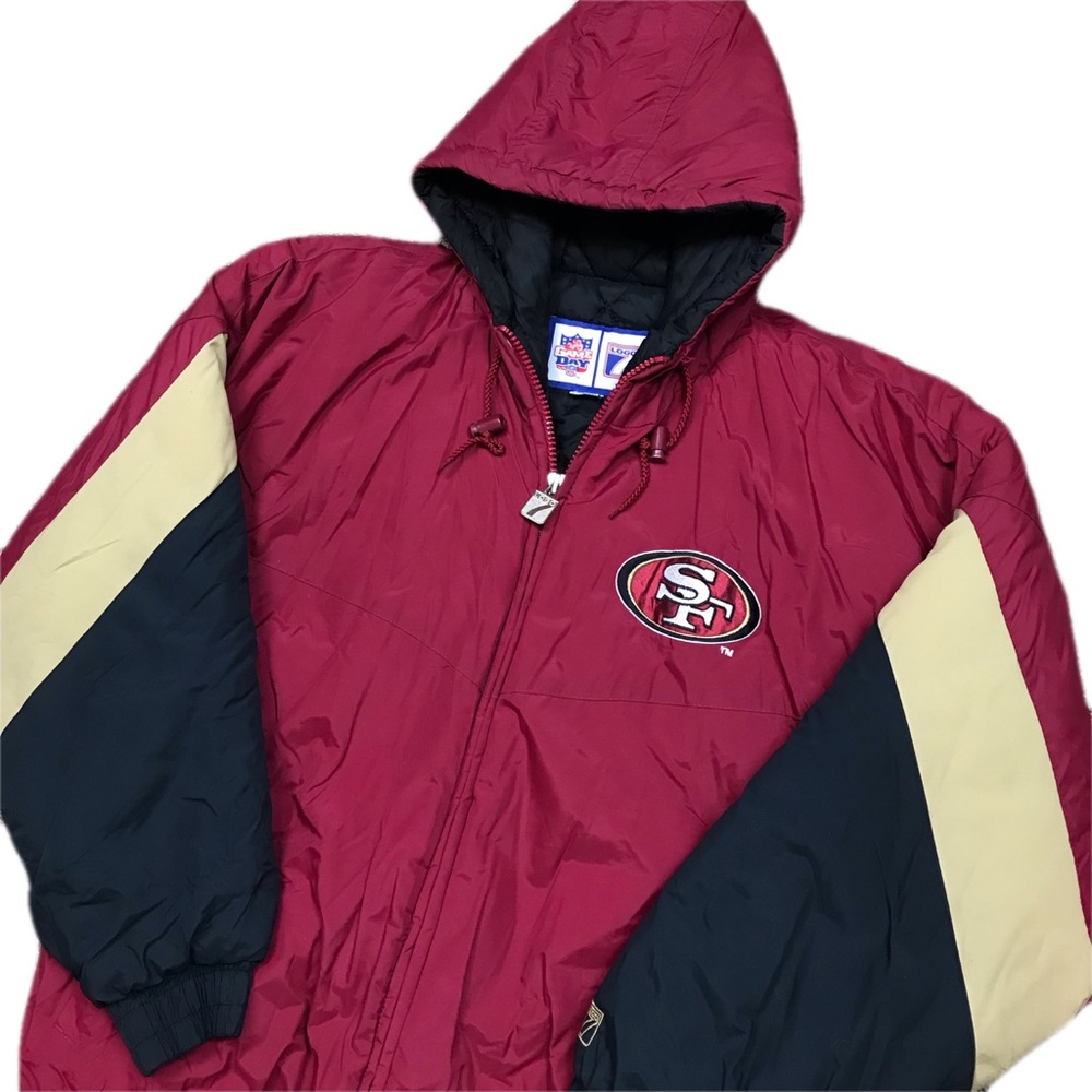 Vintage Logo 7 Game day San Francisco 49ERS NFL Puffer Jacket Mens Size XL